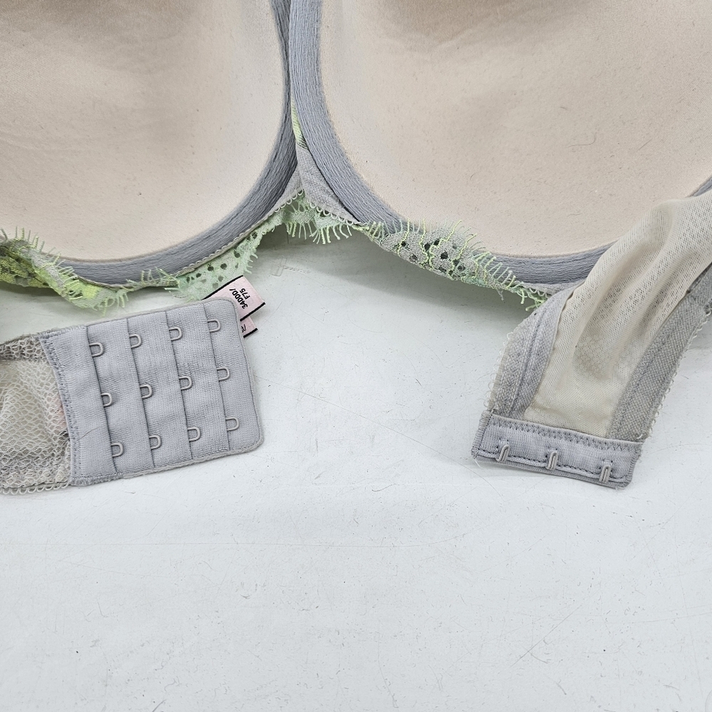 Victorias Secret Dream Angels Lined Demi Gray Lime Lace Bra Womens Size 34DDD - Picture 5 of 7